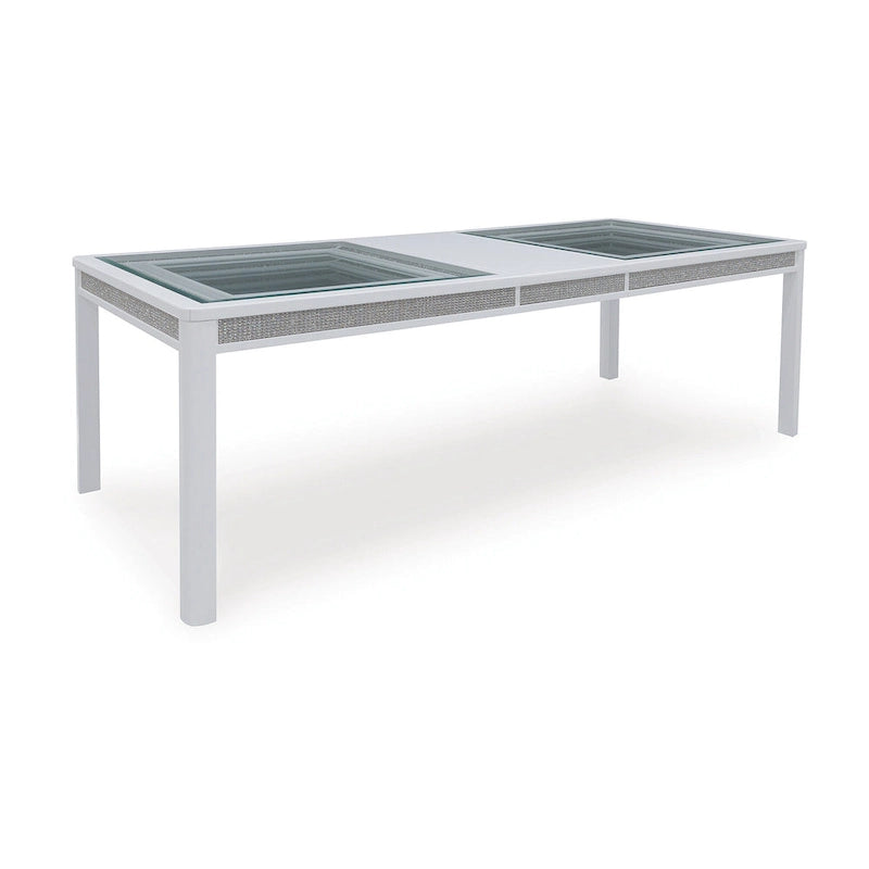 Table à manger rectangulaire avec rallonge blanche/verte - 42L x 96P x 30H
