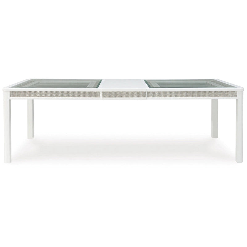 Table à manger rectangulaire avec rallonge blanche/verte - 42L x 96P x 30H