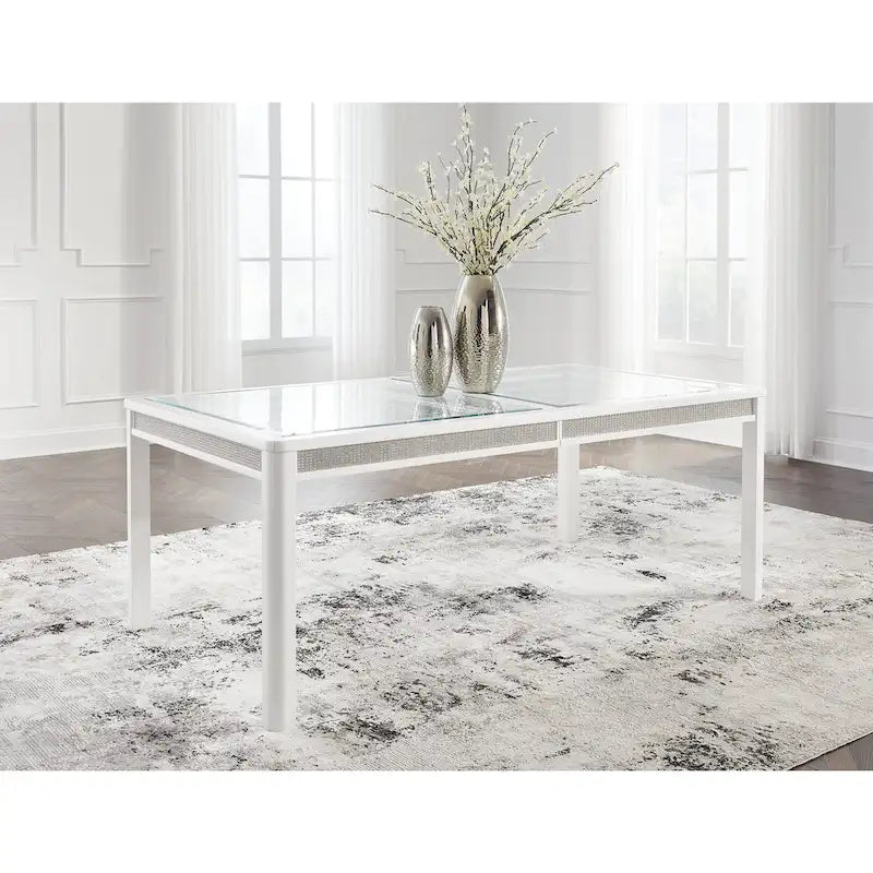 Table à manger rectangulaire avec rallonge blanche/verte - 42L x 96P x 30H