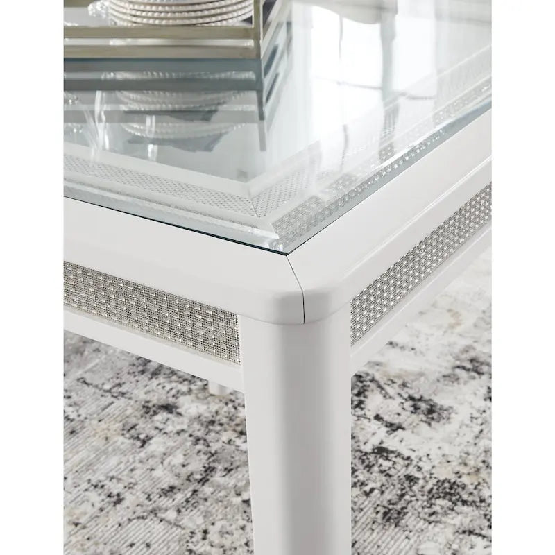 Table à manger rectangulaire avec rallonge blanche/verte - 42L x 96P x 30H