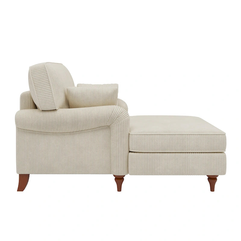 Chaise longue surdimensionnée de 102,9 cm avec 2 coussins confortables, accoudoirs roulés, tissu en velours côtelé, fauteuil-lit pour salon et chambre
