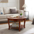 Table basse ronde traditionnelle en bois avec étagères de rangement ouvertes, pour salon, chambre, appartement, studio