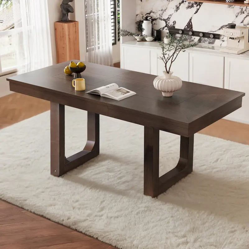 Table à manger extensible 60-78 po, table de cuisine en bois style ferme avec rallonge amovible, grande table extensible pour 4 à 8 personnes
