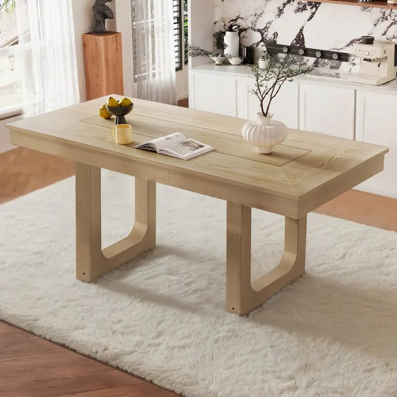 60-78 Extendable Dining Table, Farmhouse Wooden Kitchen Table with Removable Leaf, Large Expanding Table for 4-8