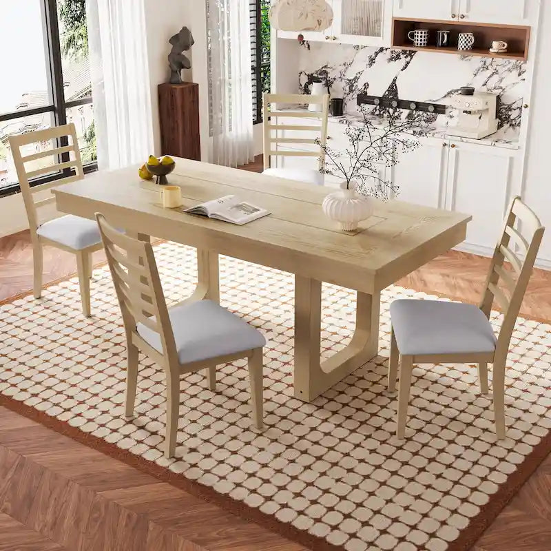 Table à manger extensible 60-78 po, table de cuisine en bois style ferme avec rallonge amovible, grande table extensible pour 4 à 8 personnes