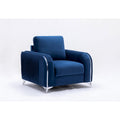 Fauteuil d'appoint moderne 38 en velours bleu avec pieds chromés polis et design plissé vertical