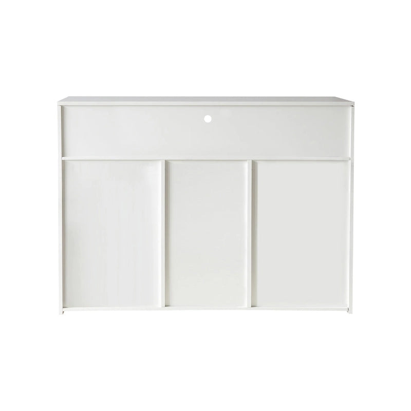 Armoire de rangement moderne avec lumière LED, étagères et 3 portes pour couloir, salle à manger