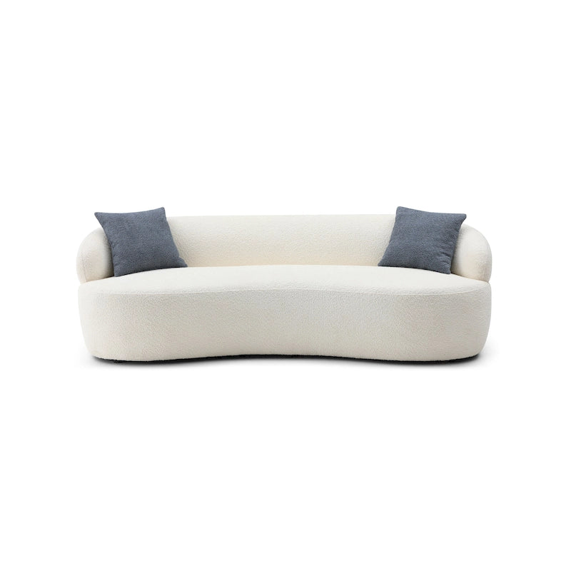 Canapé incurvé moderne du milieu du siècle beige - 35,00 x 86,00 x 27,00