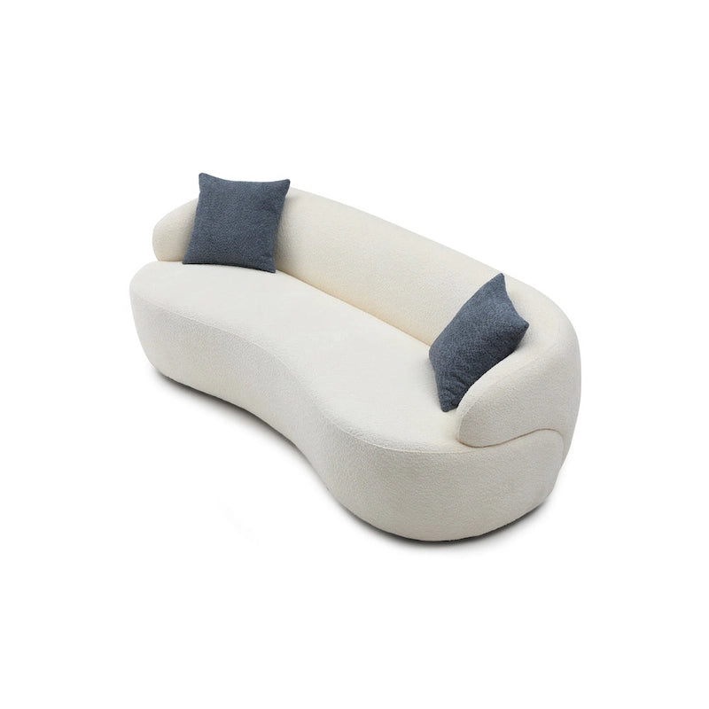 Canapé incurvé moderne du milieu du siècle beige - 35,00 x 86,00 x 27,00