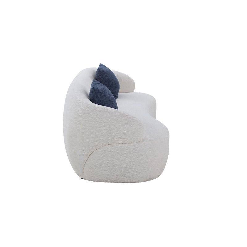 Canapé incurvé moderne du milieu du siècle beige - 35,00 x 86,00 x 27,00