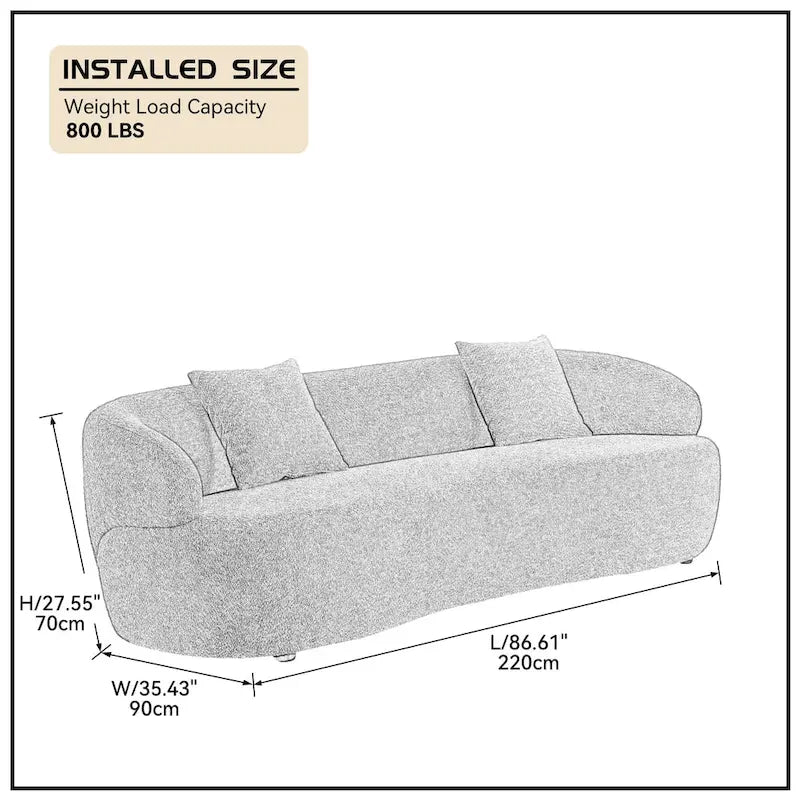 Canapé incurvé moderne du milieu du siècle beige - 35,00 x 86,00 x 27,00