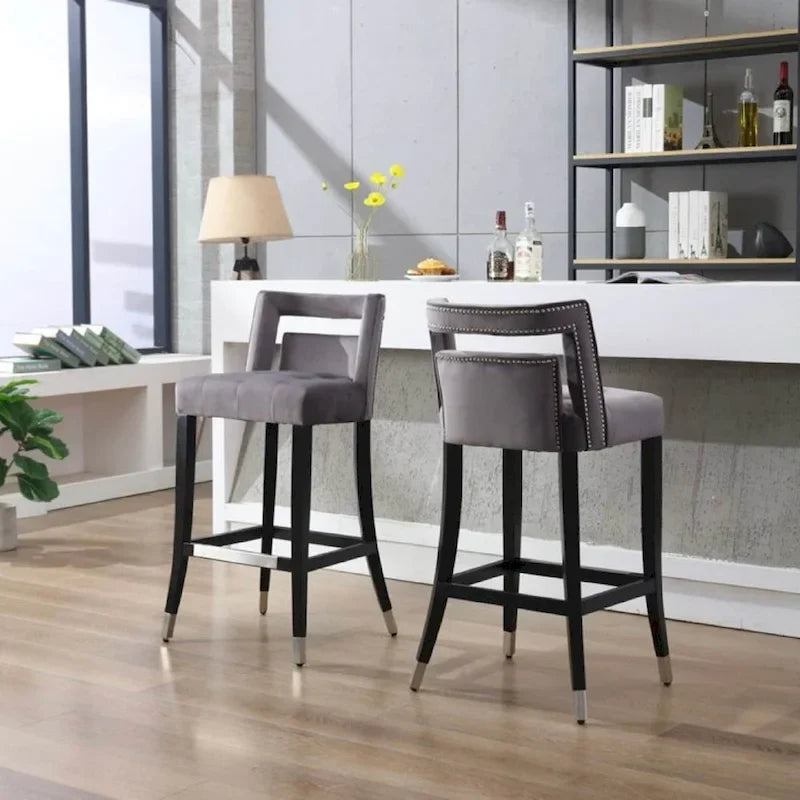 Suede Velvet Barstool with nailheads Dining Room Chair