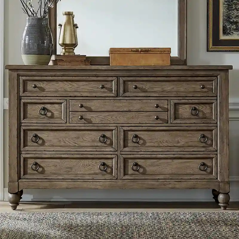 Commode à 9 tiroirs taupe poudré