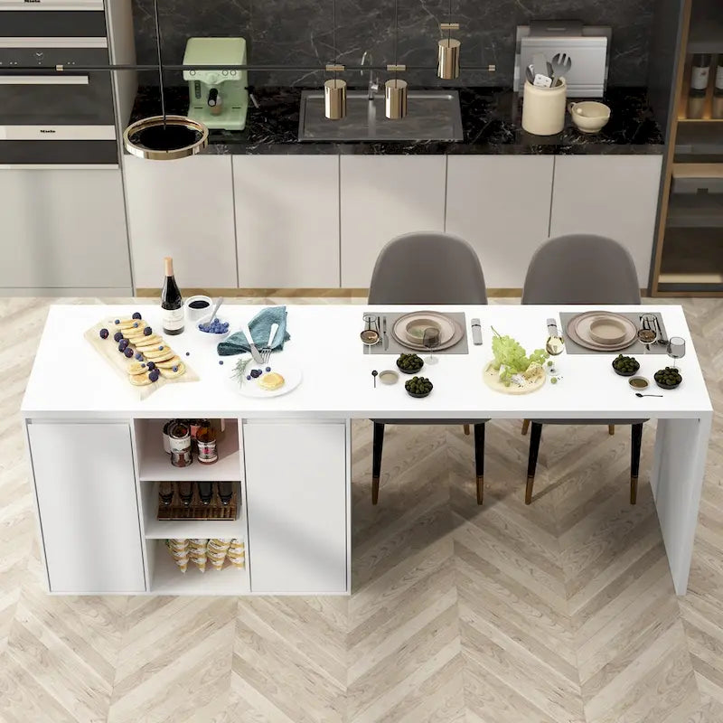 Island Kitchen Table Ding Table with Storage and Dining Function - 82.7W
