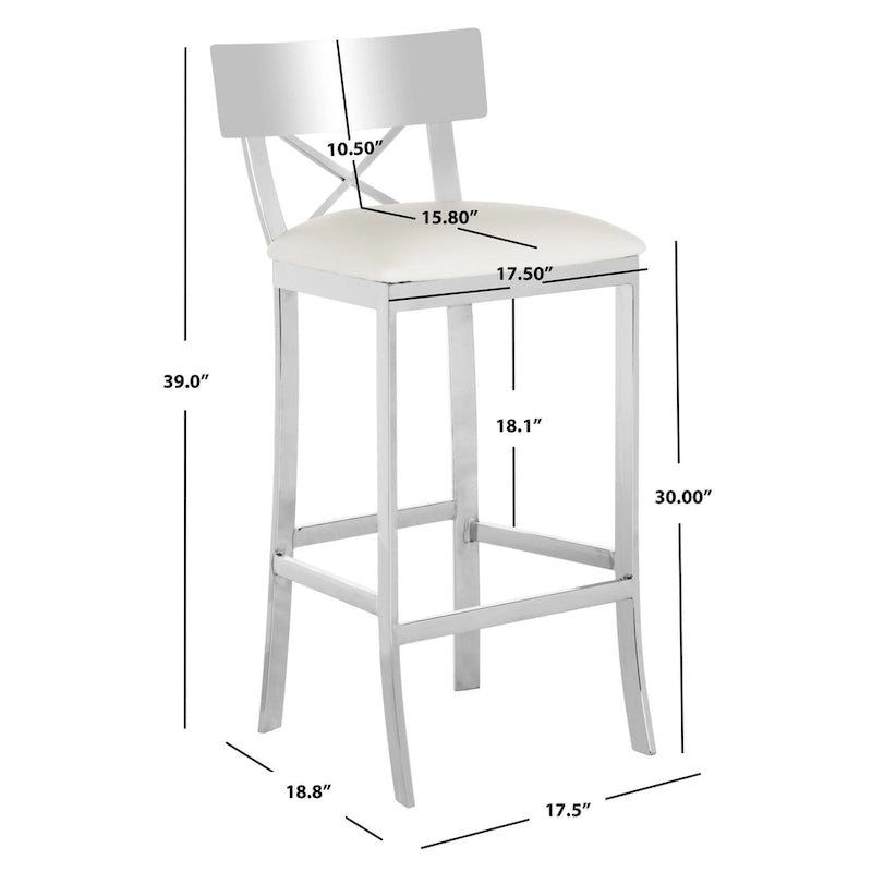 Tabouret de bar noir en acier inoxydable dossier croisé 30 pouces - 17,5 x 18,8 x 39 - 18Lx19Px39H