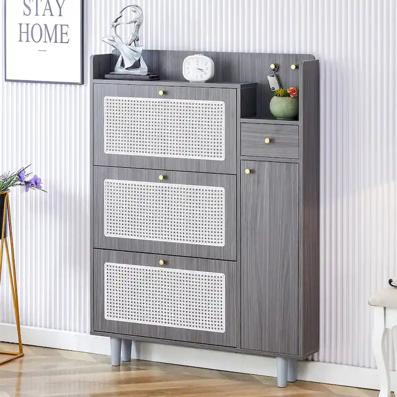 Modern minimalist storage Japanese rattan shoe bed top cabinet small home furniture Suitable for corridors and living rooms
