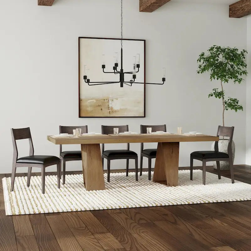 Table à manger de transition 94 en chêne recyclé, naturel