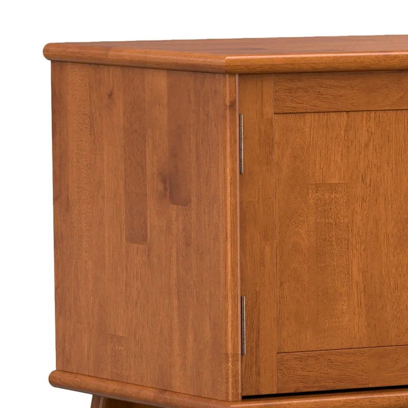MEUBLE TÉLÉ MODERNE EN BOIS MASSIF, 183 cm de large, couleur Teck Marron, pour téléviseurs jusqu'à 203 cm