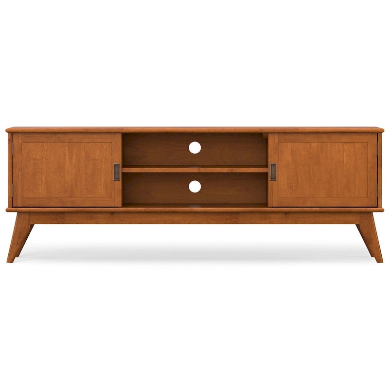 MEUBLE TÉLÉ MODERNE EN BOIS MASSIF, 183 cm de large, couleur Teck Marron, pour téléviseurs jusqu'à 203 cm